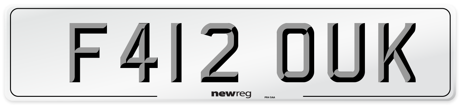 F412 OUK Number Plate from New Reg